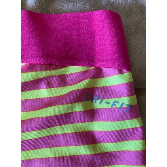 Nike Pro Dri-fit cropped Pink Yellow Striped compression leggings size Small S - Picture 4 of 6